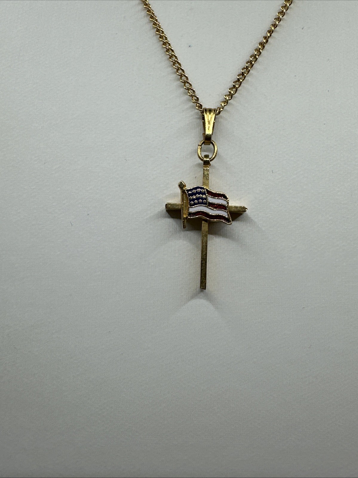 Patriot Cross American Flag Independence Day Religious Jewelry Pendant Necklace