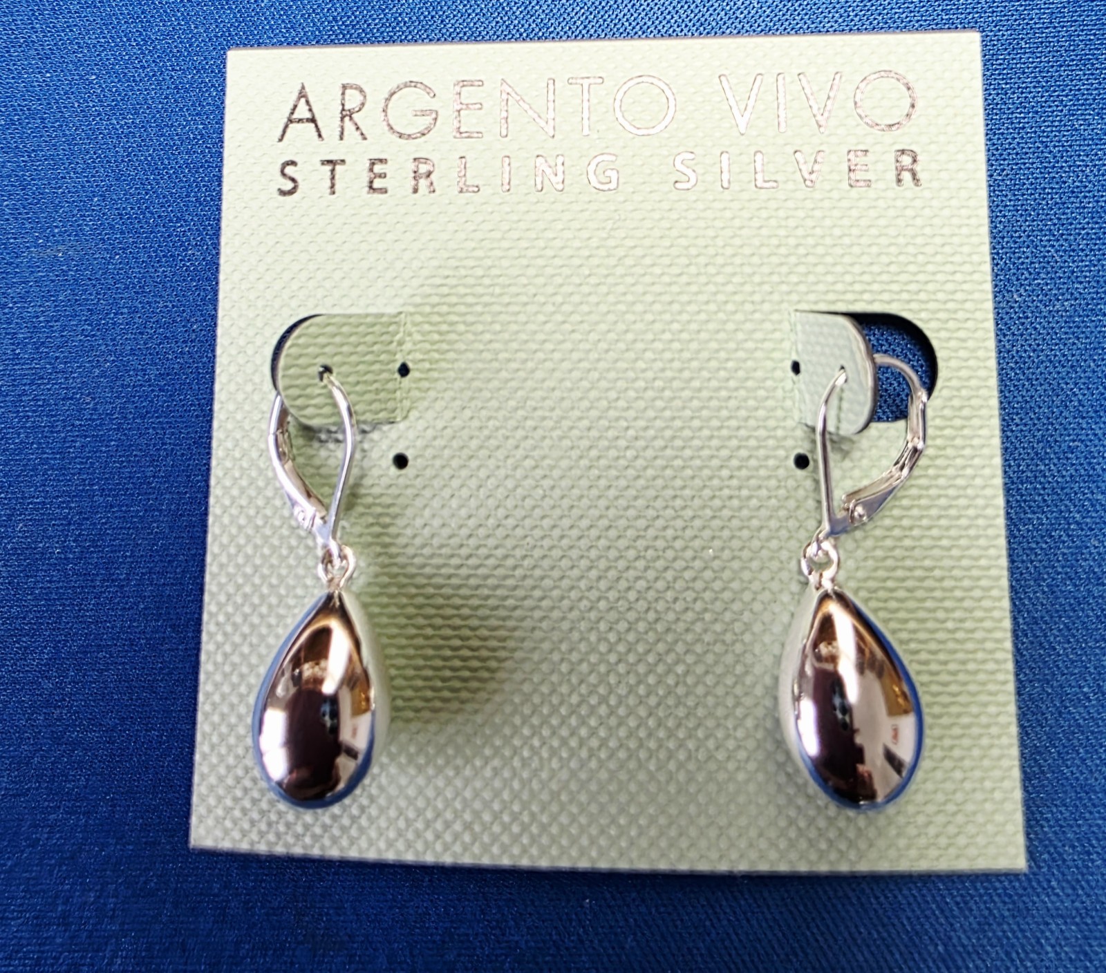 Argento Vivo Sterling Silver 925 Teardrop Earrings Modern 80s Inspired- NEW
