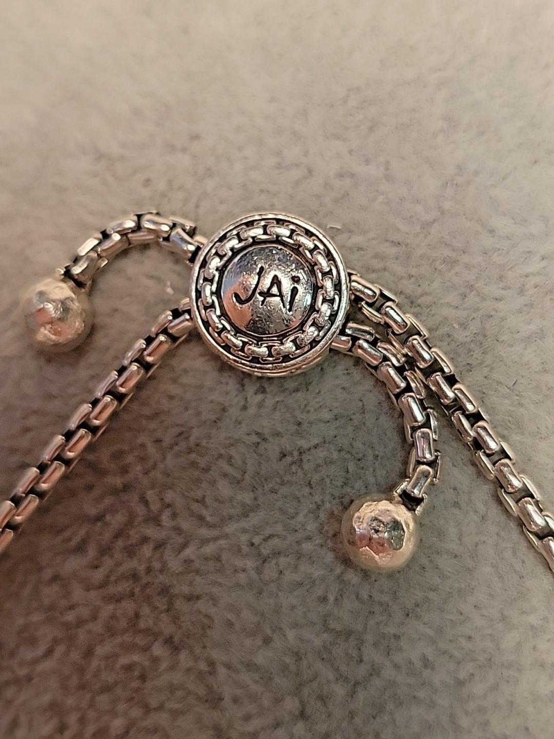 JOHN HARDY JAI Sterling Silver DIAMOND Adjustable SLIDER Pull Chain Bracelet