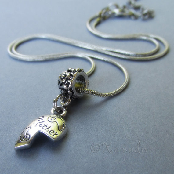 Mother Daughter Heart Halves Charm Bead Set For European Charm Bracelet Chains
