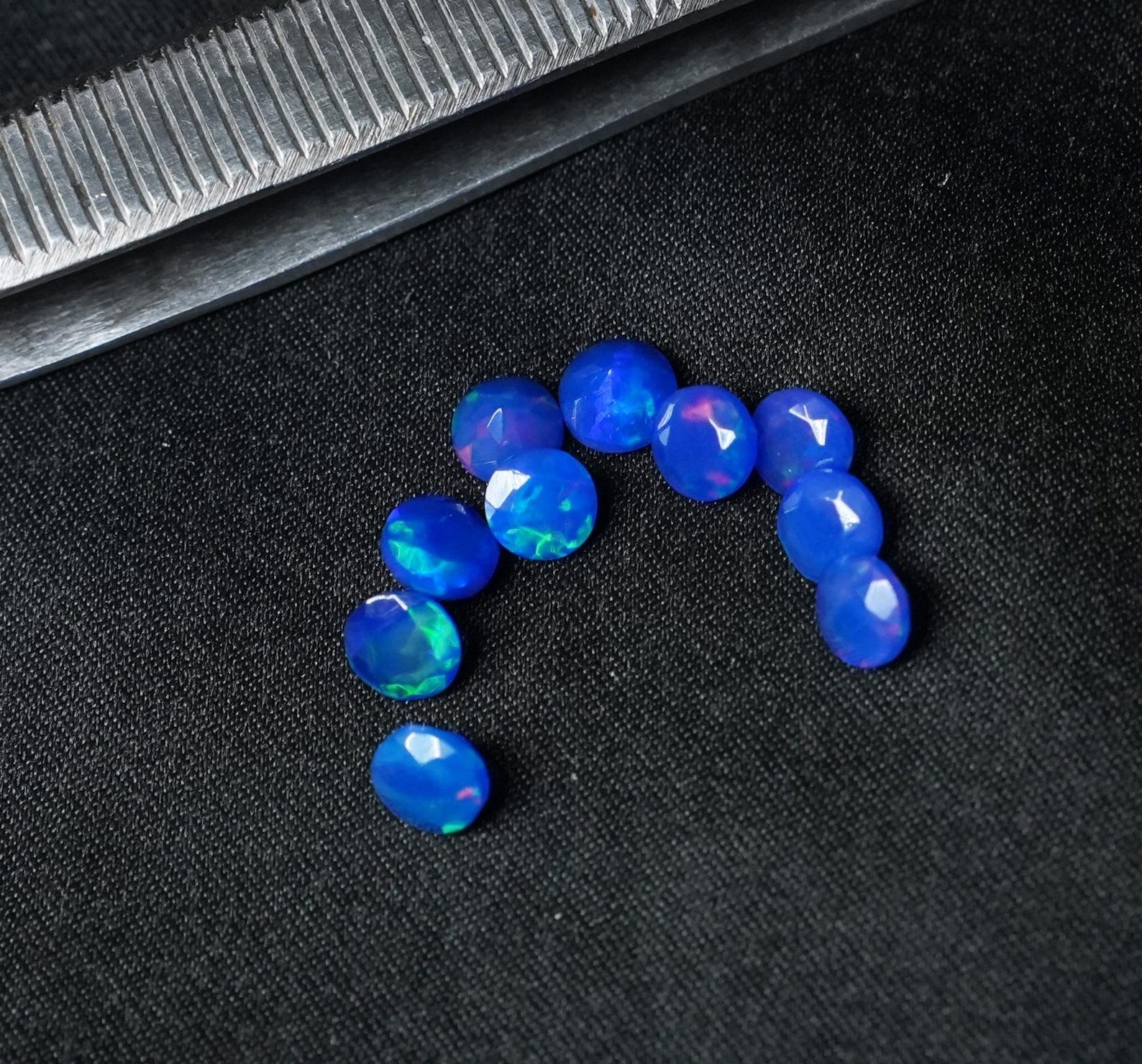 Natural Blue Ethopian Opal Round Faceted Cut 3mm To 10mm Loose Gemstone