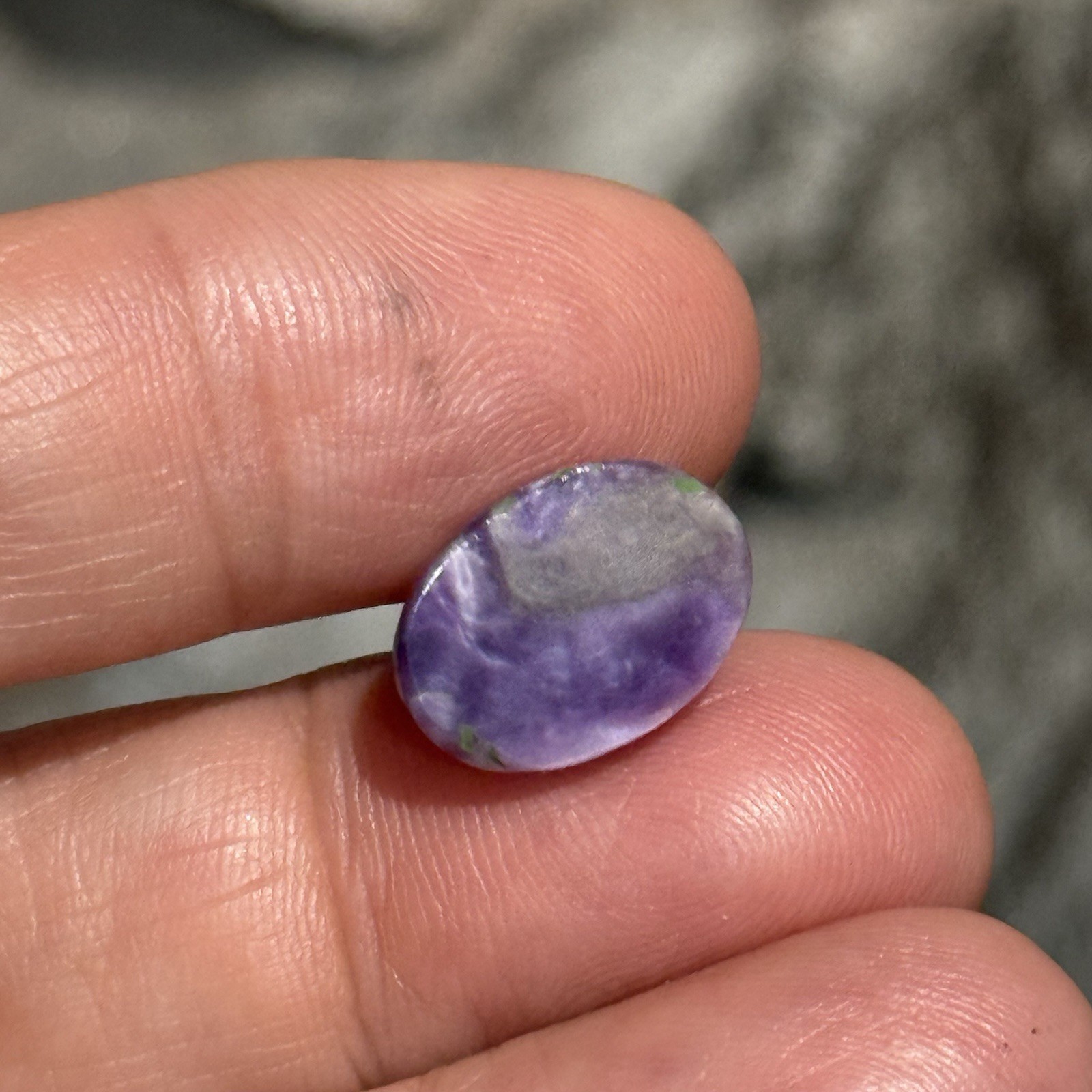 5.4ct 14×10.4×5.5mm Light Purple Faceted Charoite Oval Cabochon Ring Stone