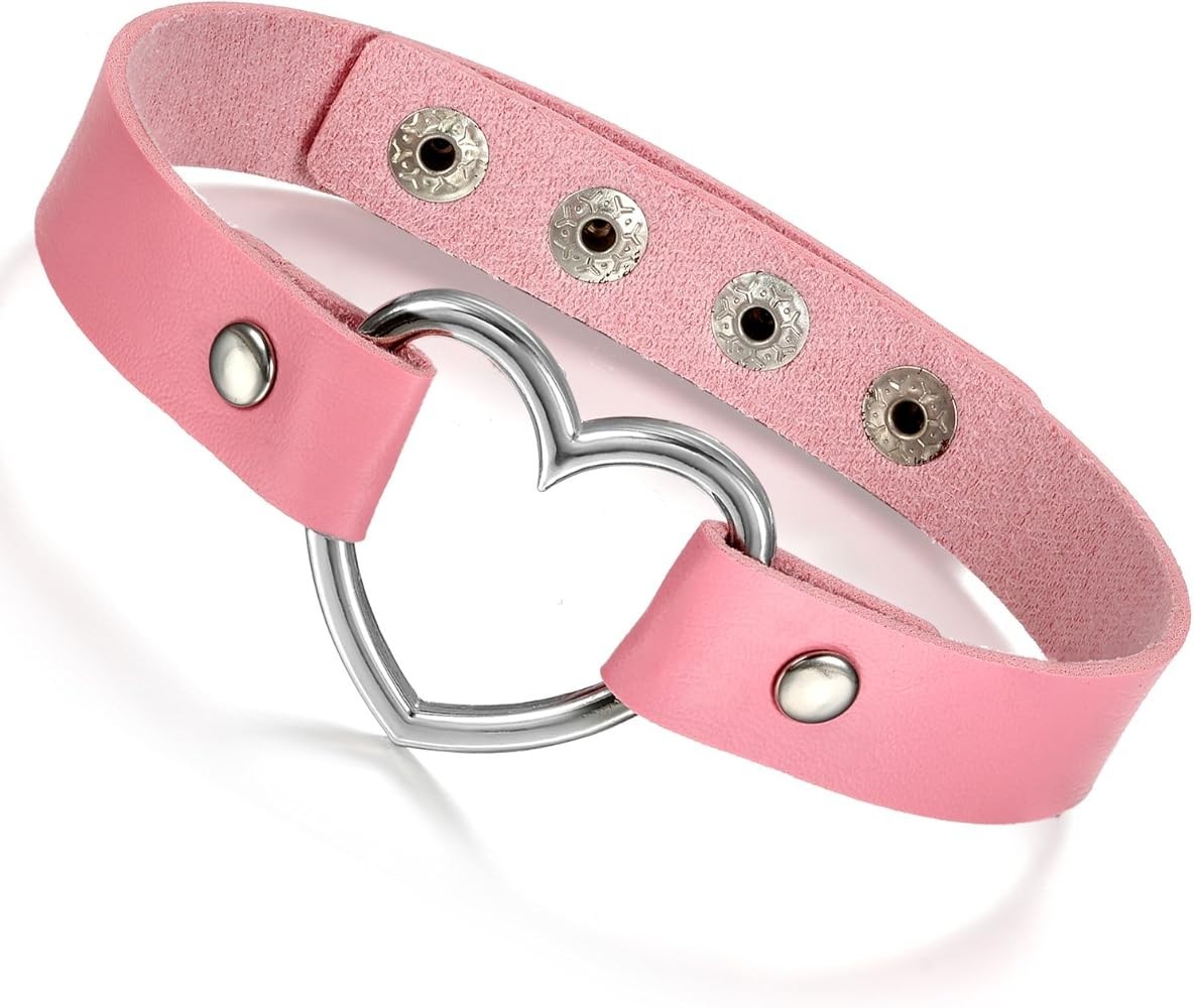 Punk Rock PU Leather Heart Choker Necklace Gothic Collar Harajuku Women Jewelry