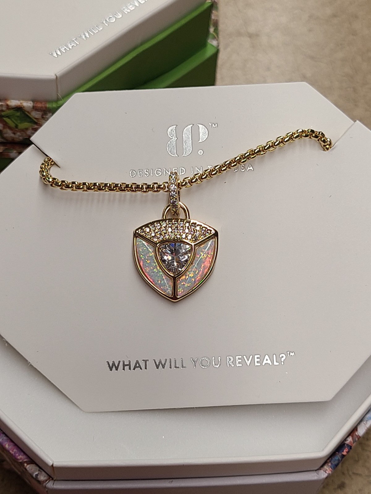 Bomb Party Necklace NK75956 Wrapped In What Matters Oct White Opal/Gold