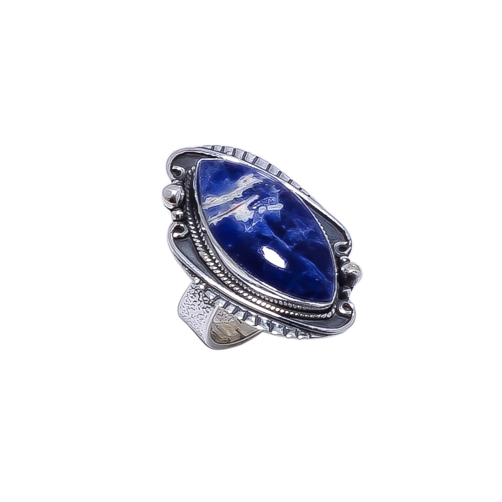Natural Sodalite Earring in 925 Sterling Silver, Handmade Elegant Jewelry