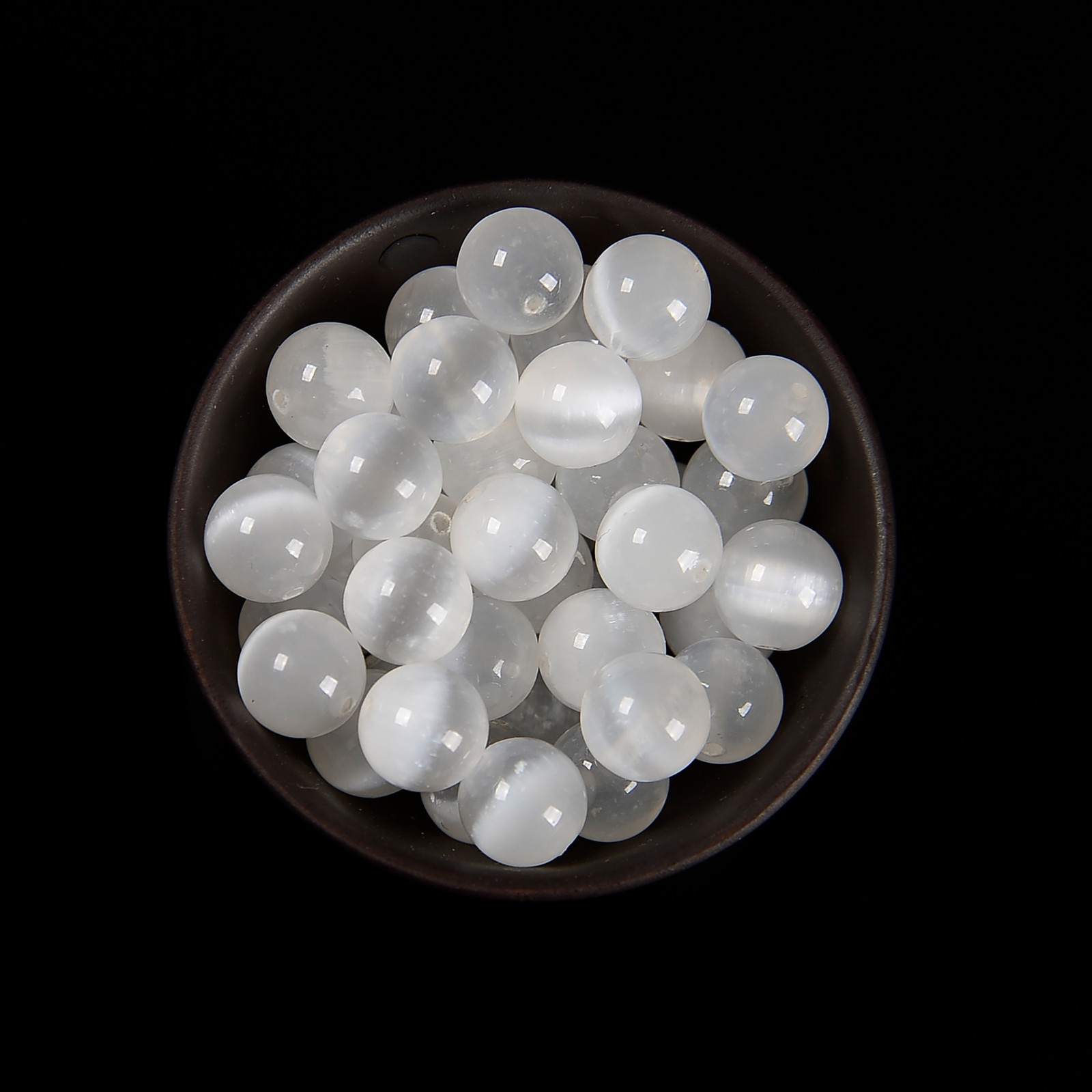 Natural Selenite Smooth Round Beads Size 6mm 8mm 10mm 12mm 16mm 18mm 15.5″Strand