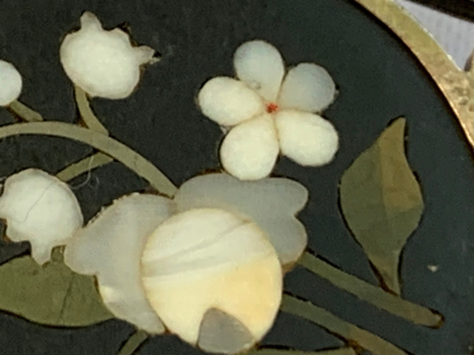 Vtg Pietra Dura Sterling Silver Gold Filled Floral Brooch Jewelry Flower Pin
