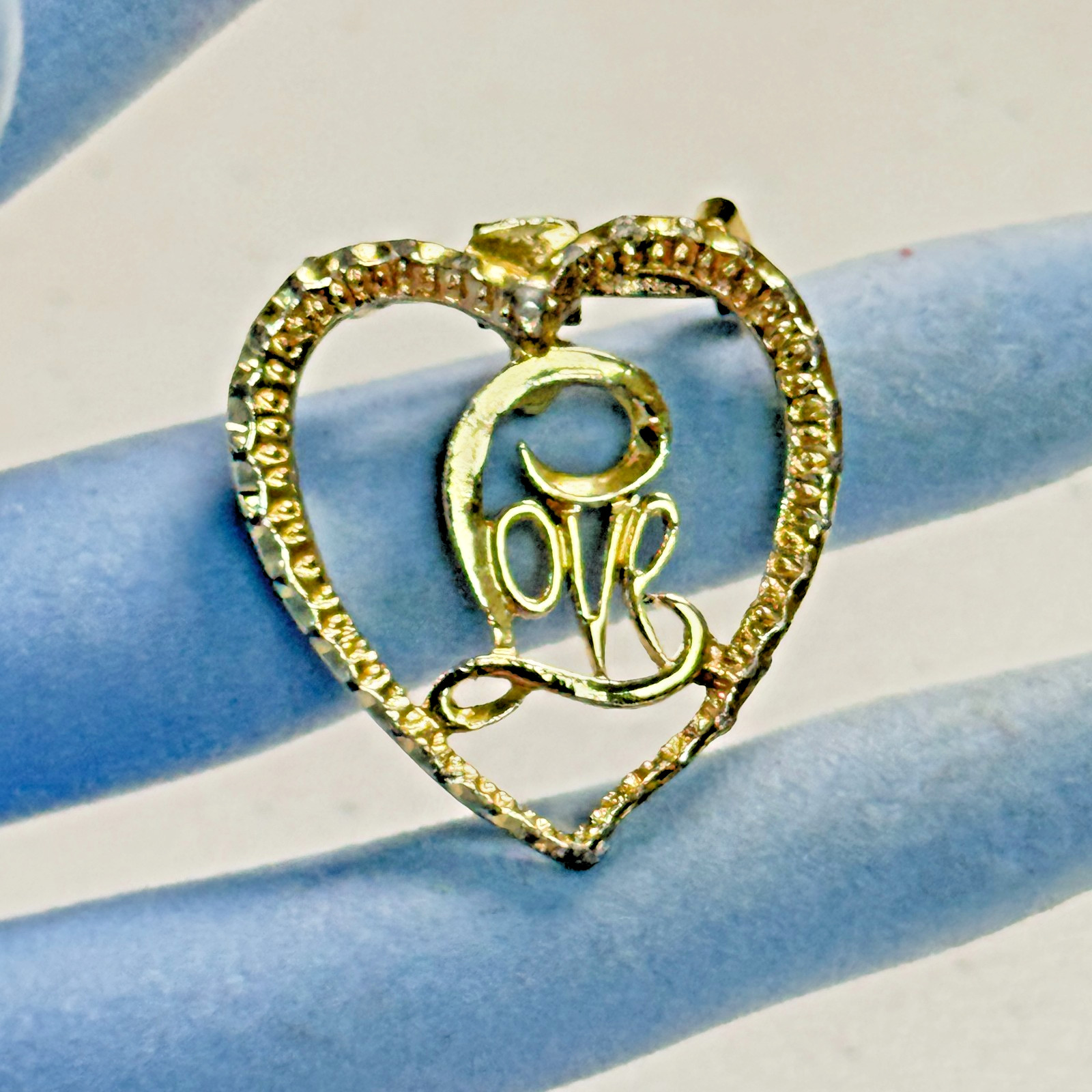 Vintage Gerry’s Heart Love Brooch Gold Tone Rhinestone Open Heart Signed Pin