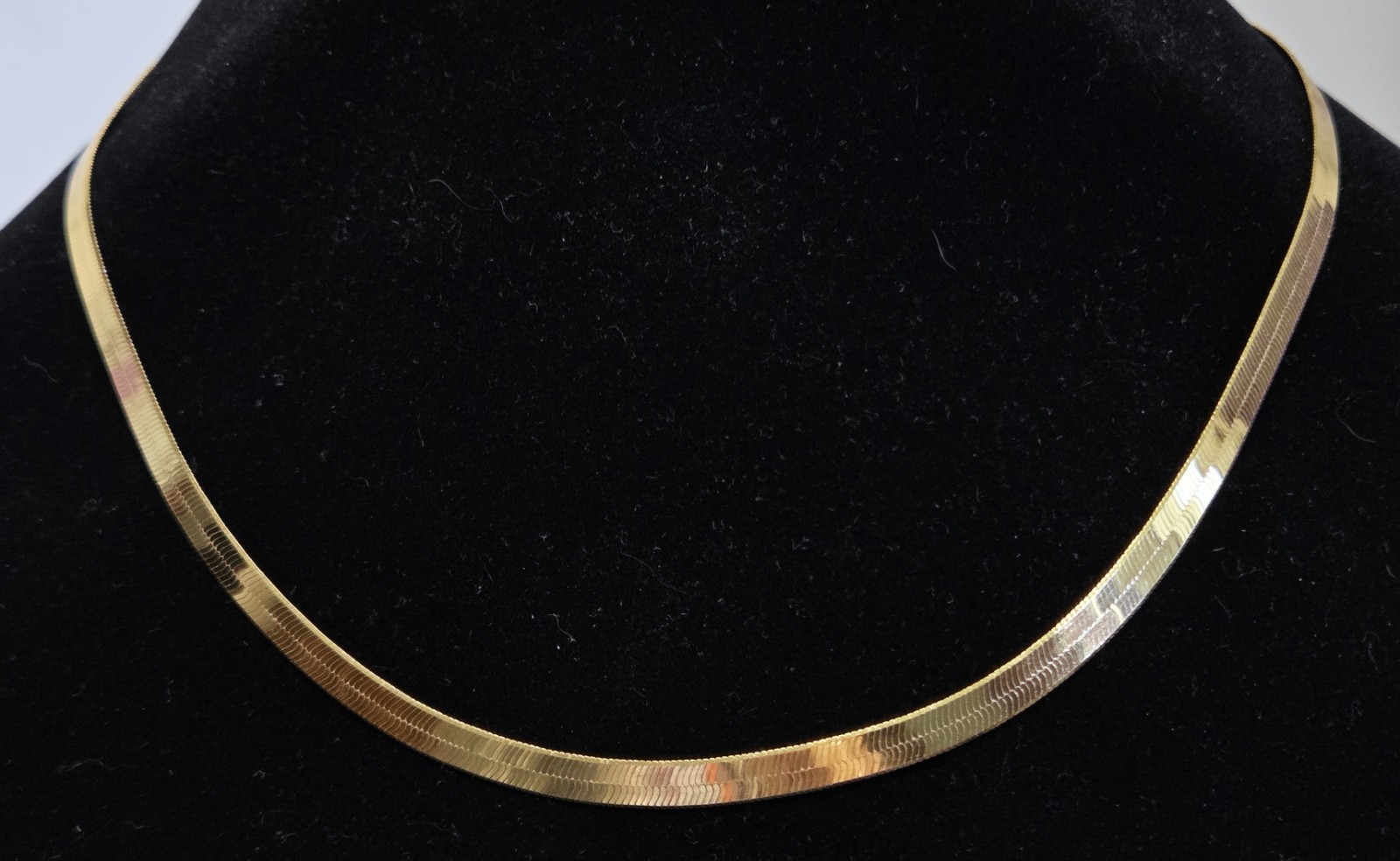MILOR 5mm Gold over Sterling Silver Flat Herringbone Necklace 18″ Long 925 ITALY