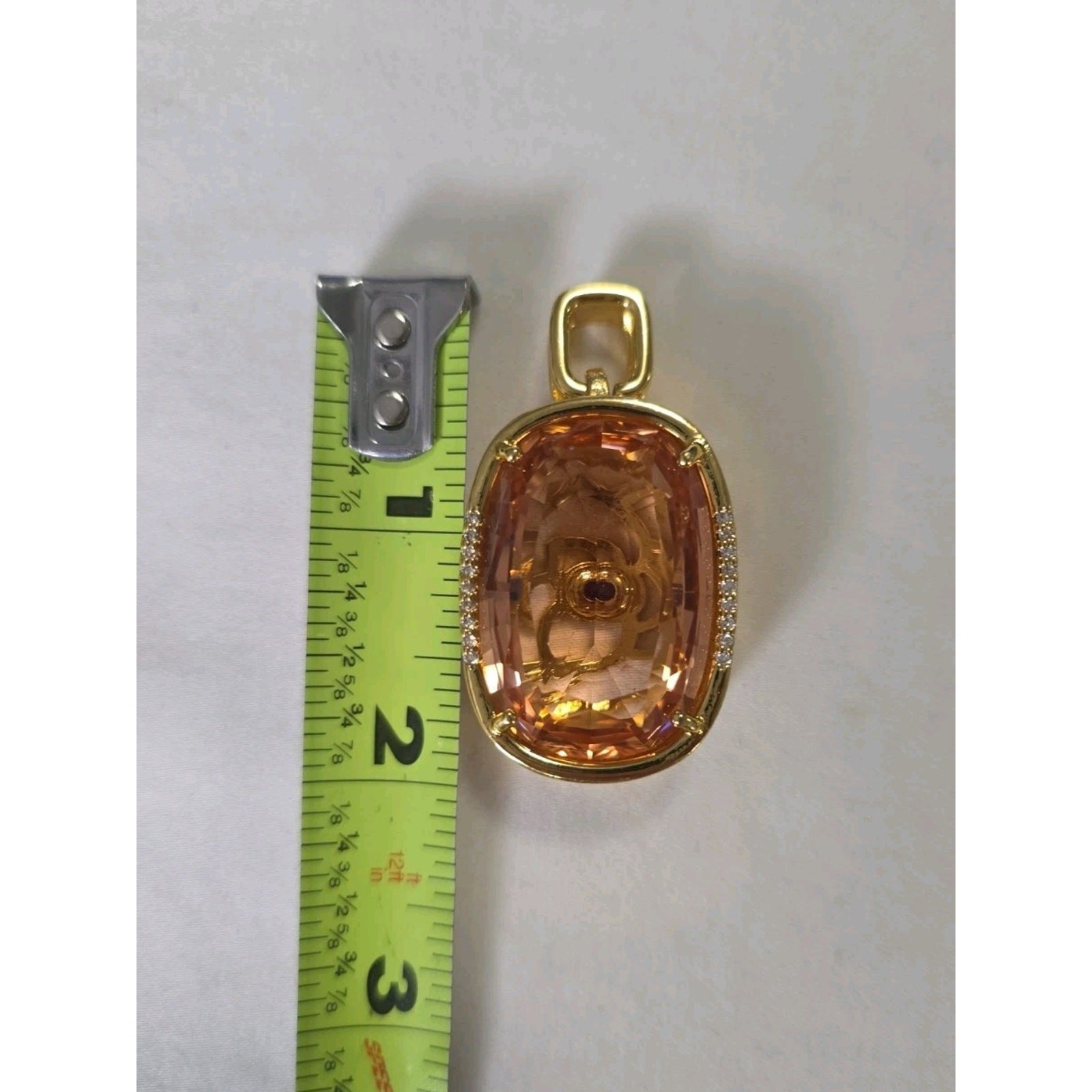 Large Light & Dark Pink Statement Pendant Reversible Floral Filigree Gold Tone