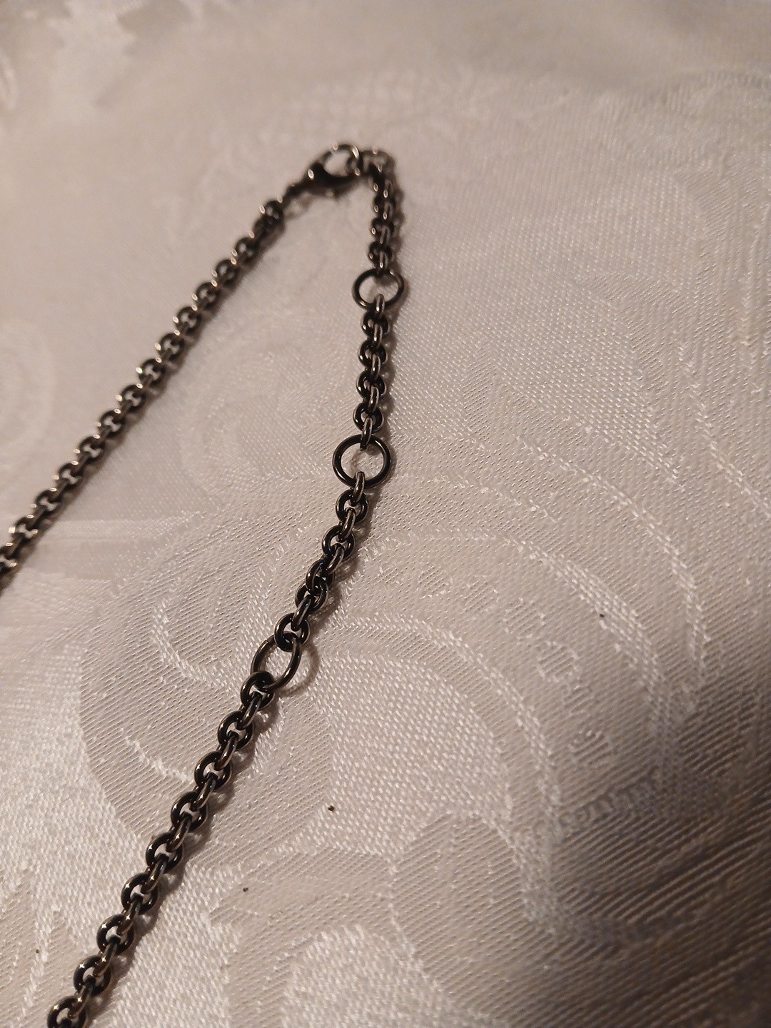 Vintage Stainless Steel Cable Chain Necklace, Lobster Claw Clasp, 9″L