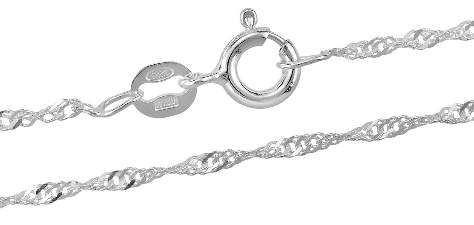 925 Sterling Silver Diamond Cut Singapore 1.5mm Necklace Made in Italy 16″