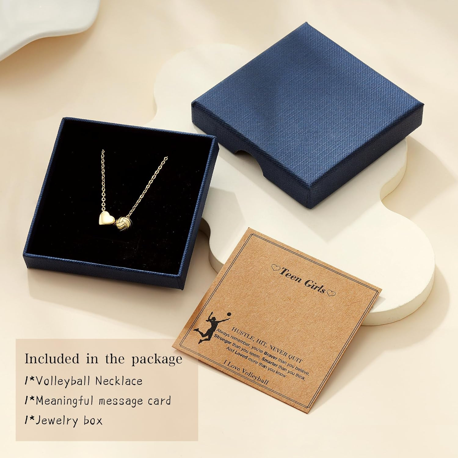 Volleyball Necklaces Gifts for Women Teen Girls, 18K Gold Plated Volleyball Pend