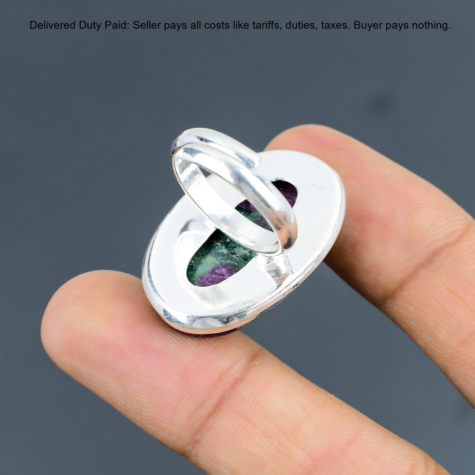 Valentines Deal Natural Ruby Fuchsite 925 Sterling Silver Promise Ring Jewelry