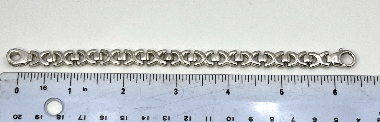 POSH X’s & O’s LOVE KISSES 6 in. ” BRACELET 925 Solid Sterling Silver ITALY Vtg