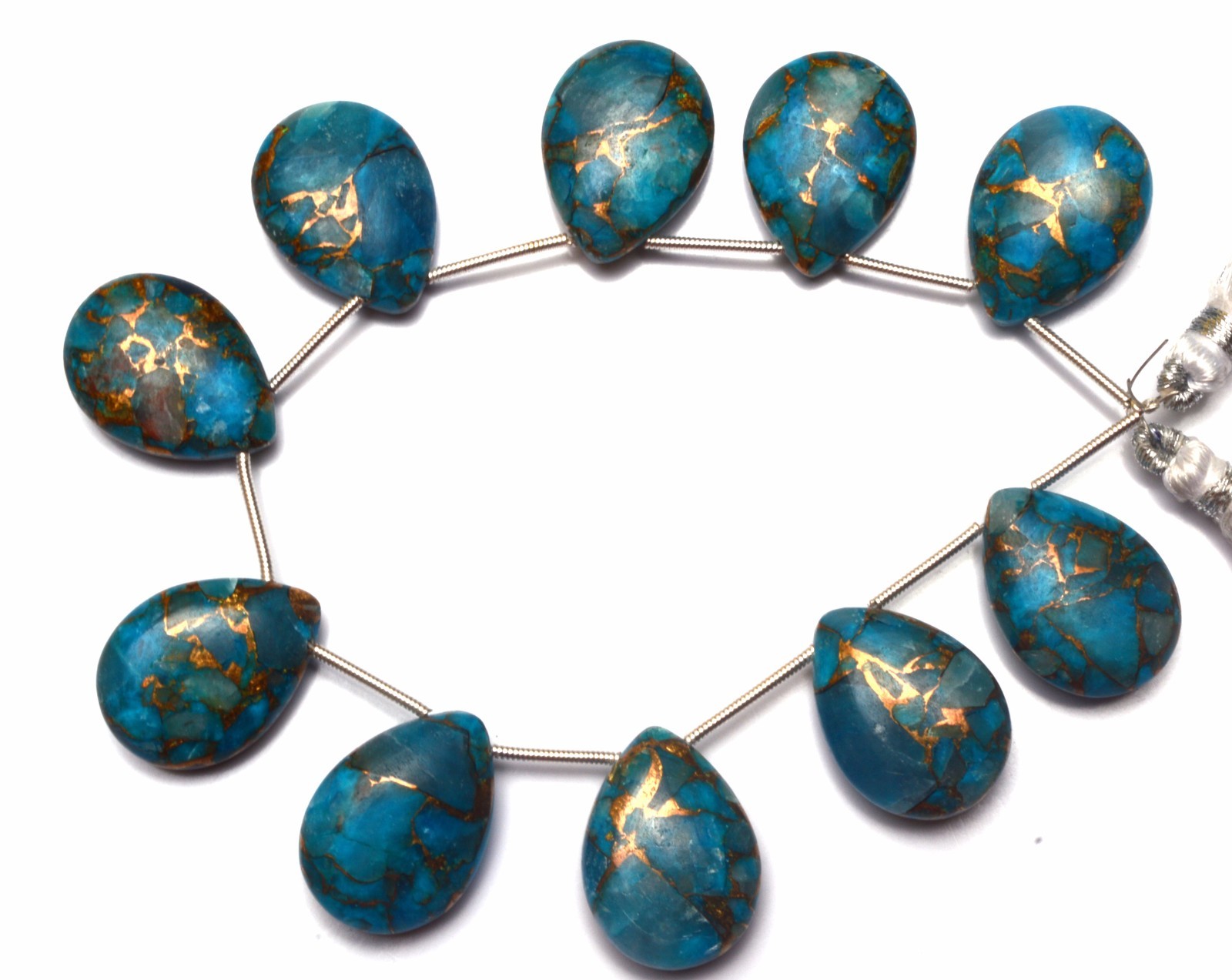 Natural Gem Copper Turquoise 20x15MM Approx Smooth Pear Shape Briolette Beads 7″