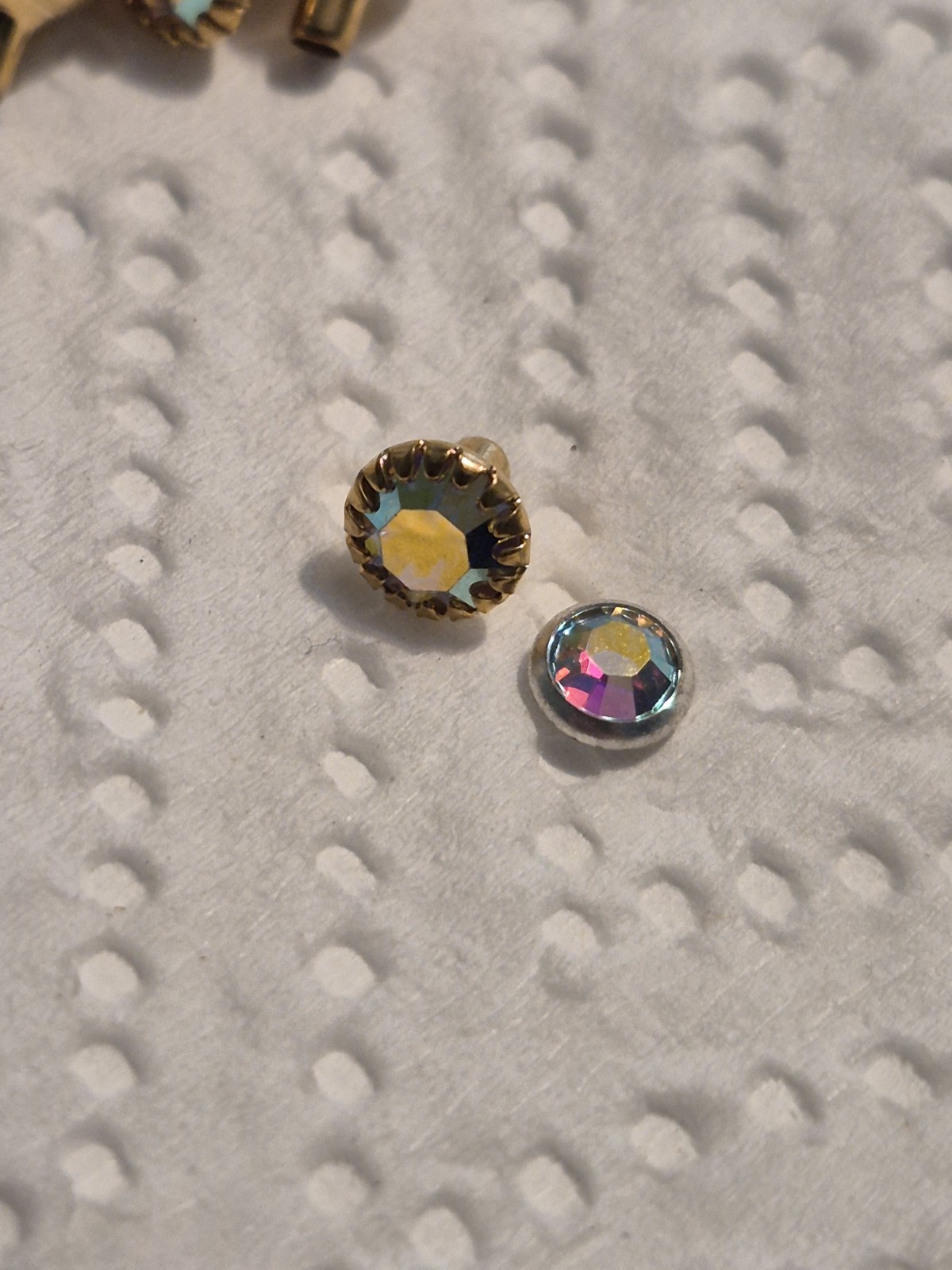 72 pc. Swarovski CRYSTAL AB Gold/brass Rim 5.5mm top Rivets for leather work
