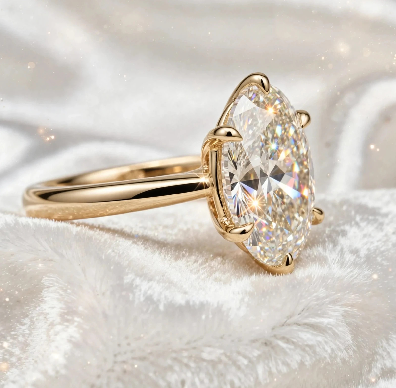2.0Ct oval Cut moissanite Six prong Solitaire Engagement Ring 14k gold Plated