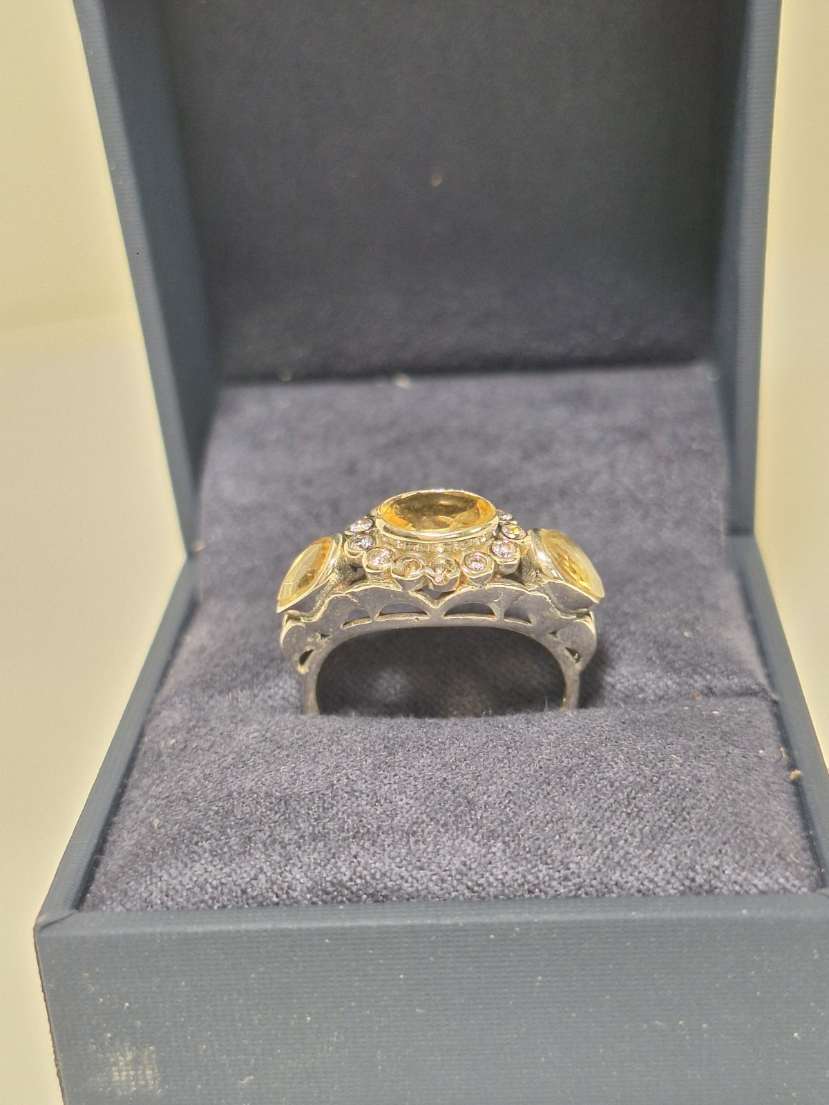 .925 Sterling Silver & 1.44 Ct Genuine Golden Citrine Dinner Ring