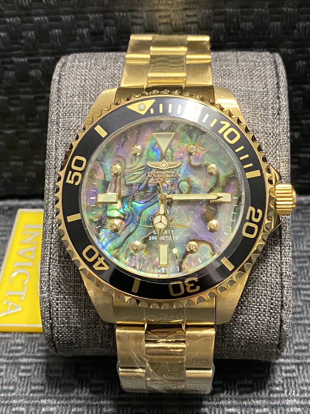 Invicta 47mm Pro Diver, Abalone W/Diamond Accents,Gold Tone Watch, Model #37403