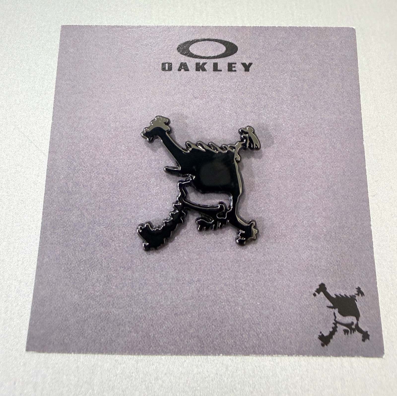 Oakley Skull Logo Metal Pin Glossy Black Enamel, Free Decal w/ Purchase