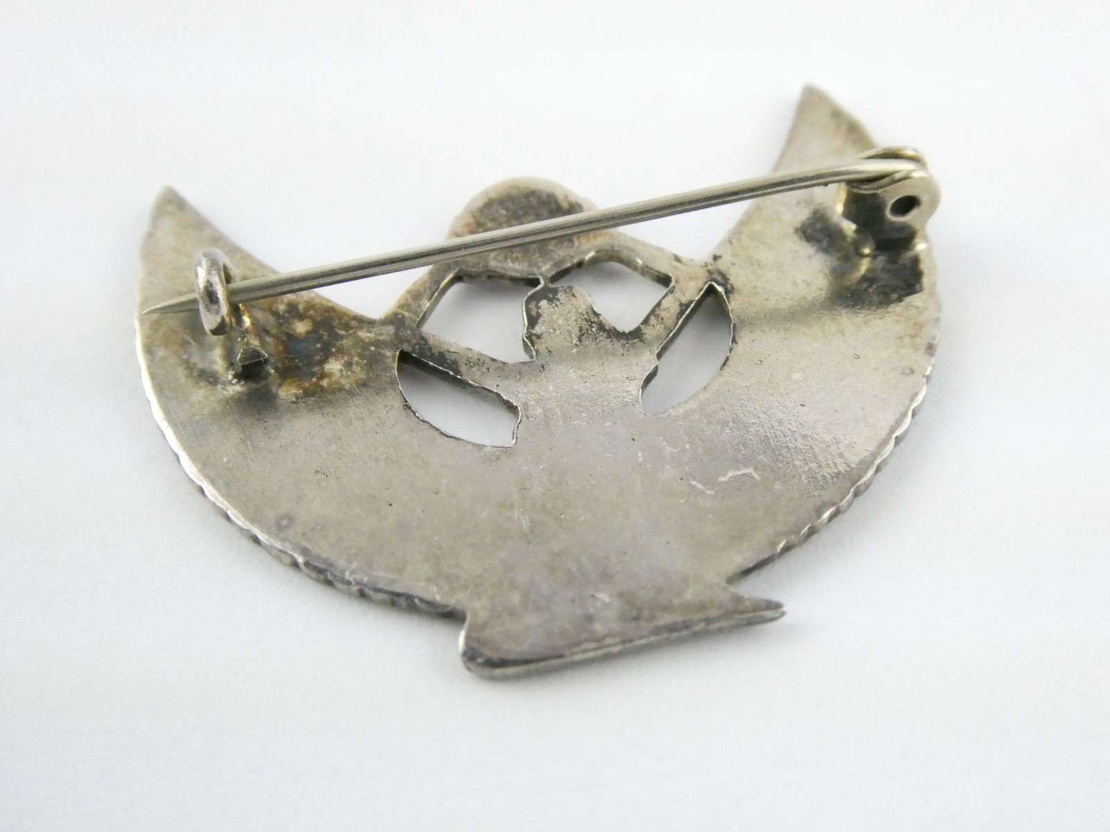 Vintage Unmarked Sterling Silver Egyptian Revival Isis Pin Brooch 5.6g 1 3/8 In