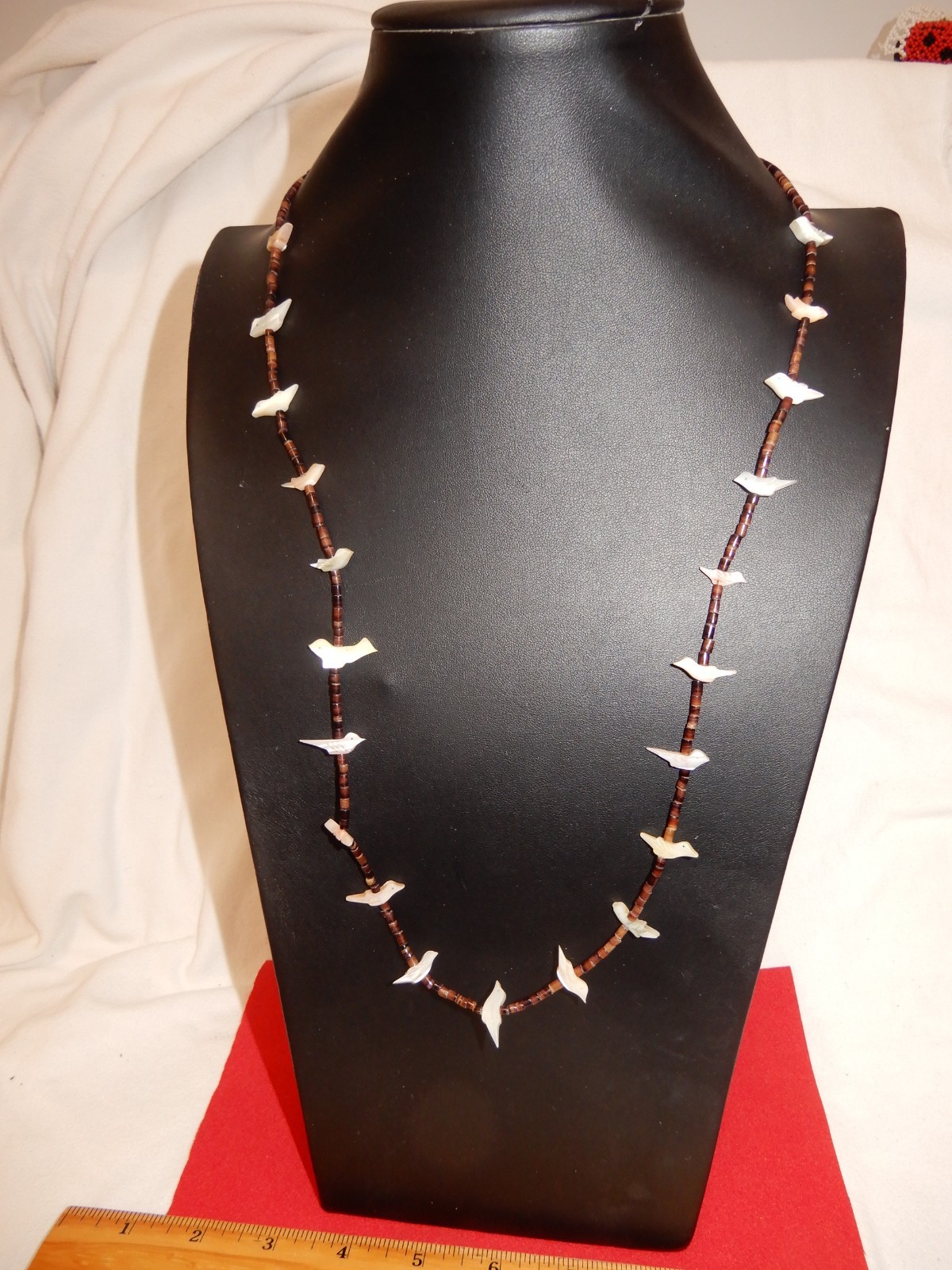 Native American Bird Fetish Necklace – MOP & Heishi -25 in.