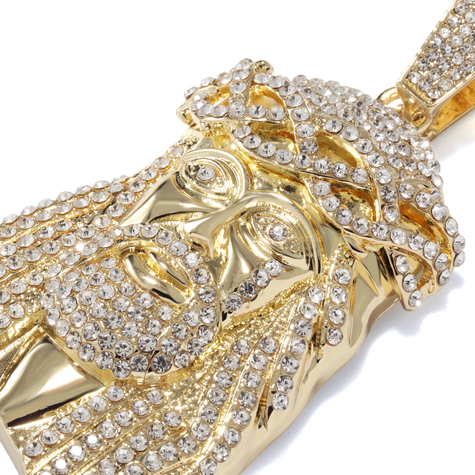 14K Rope Chain 10mm 20″ & 24″ | Large Jesus Piece Tear Face Gold Plated Hip Hop