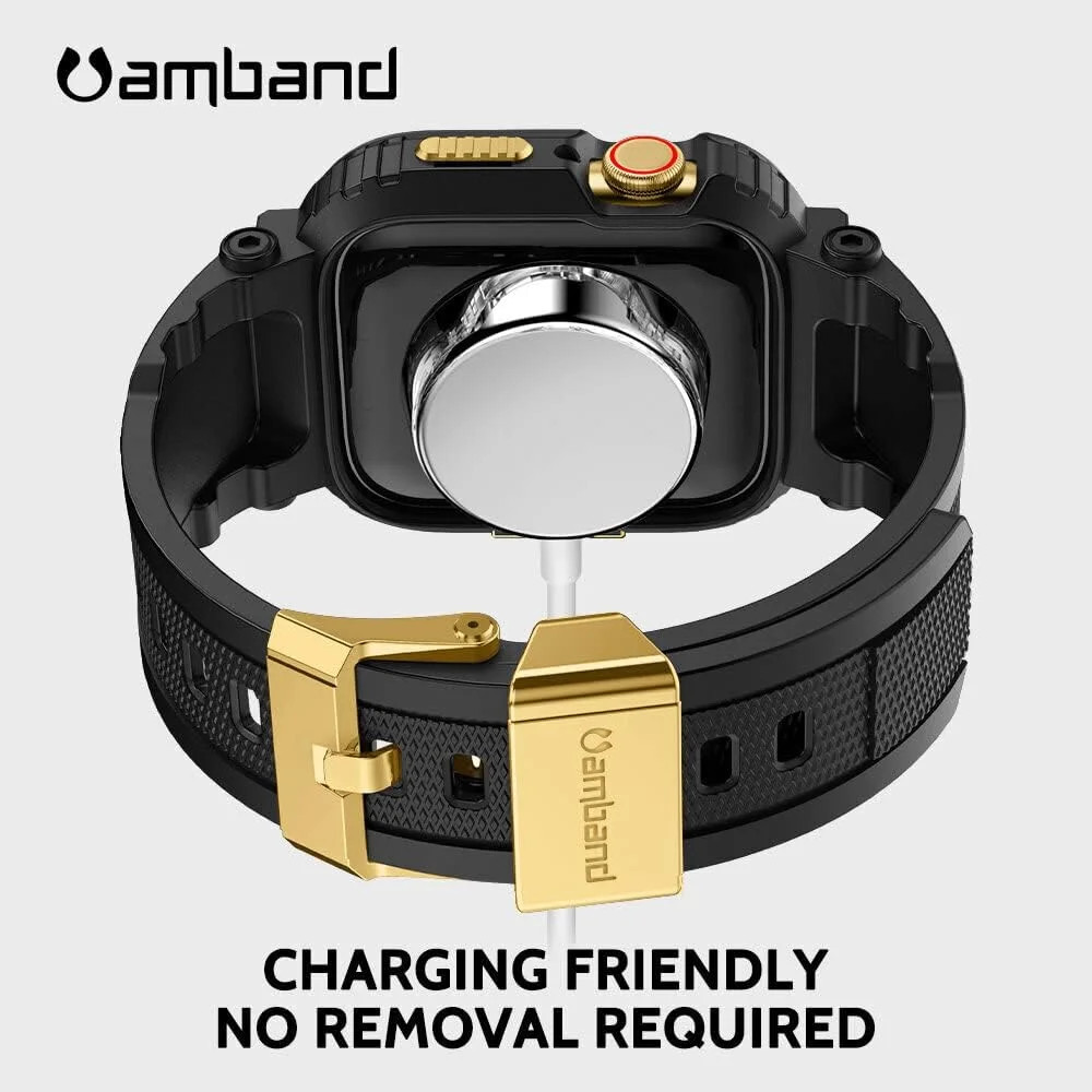 38/40/41mm, Black Gold, M1 Sport Series Rugged Case with TPU Strap Military Prot