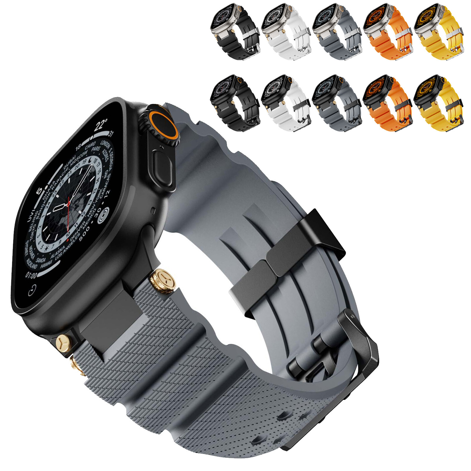 For Apple Watch Series Ultra2 10 9 8 7 6 42mm 45mm 46mm 49mm Silicone Sport Band