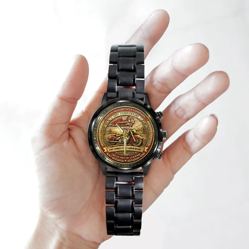 Indian Motorcycle 125th Anniversary Black Stainless Steel Watch