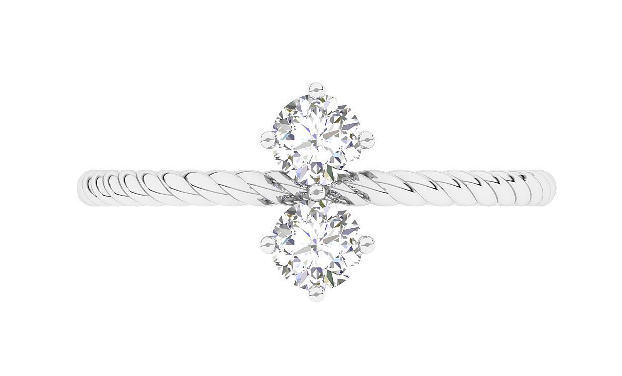 SI1 G 0.50Ct Natural Diamond Forever Us Two Stone Engagement Ring 14K White Gold