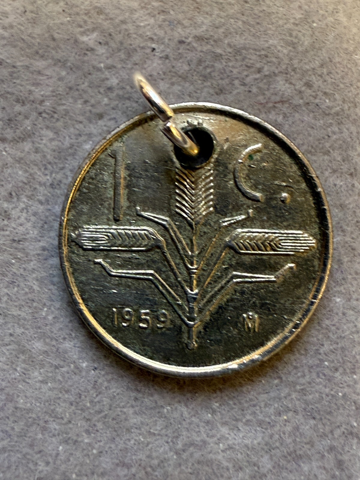 1959 Estados Unidos Mexicanos Silver Tone Classic Retro Coin Charm Pendant 6713