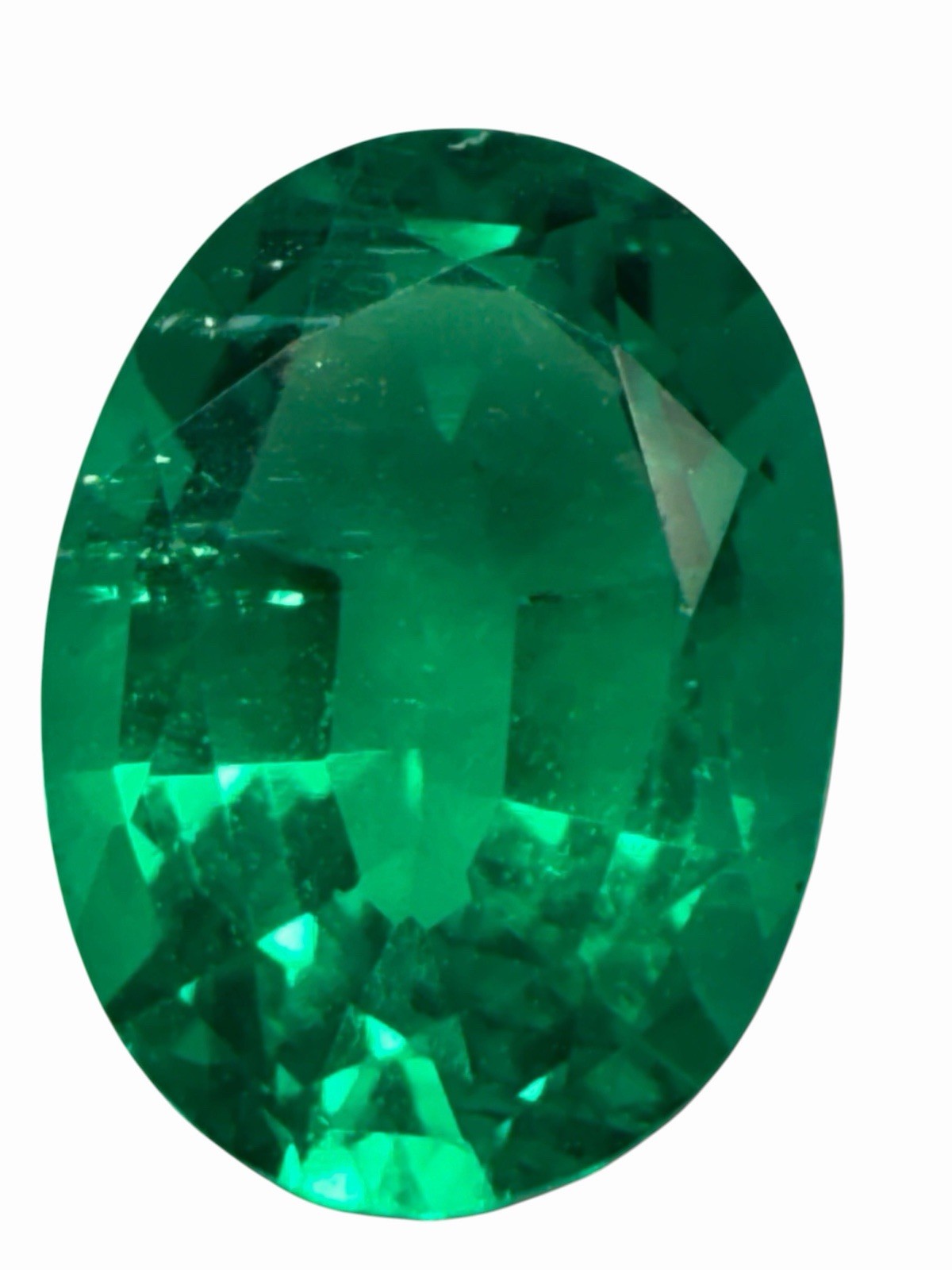 1.01 Carat Lab Grown Emerald Oval Cut, Faceted Great Quality Presidium Tested