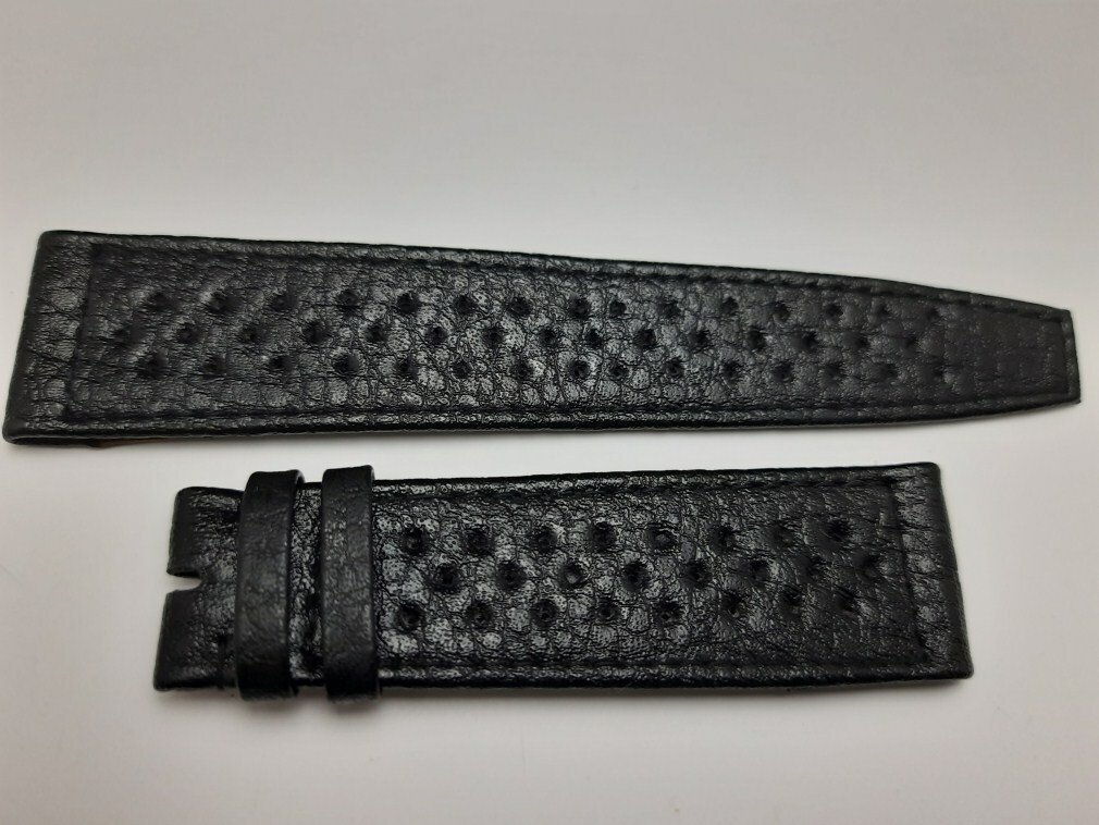 LONGINES 22M 1970’S VINTAGE NOS LONGINES BLACK PERFORATED LEATHER BAND STRAP