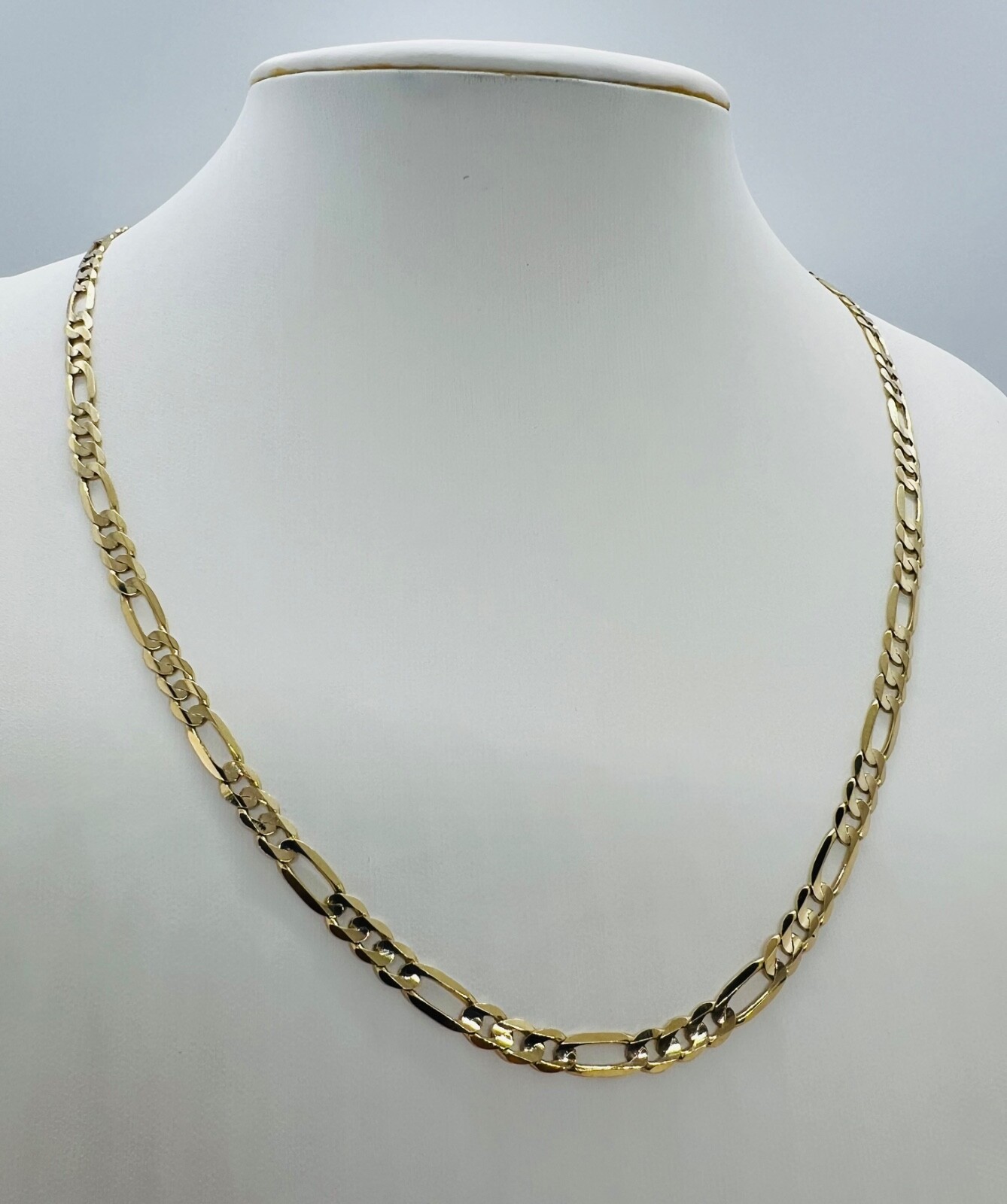 14k Solid Gold Men’s Women’s necklace Figaro Link Chain 16″ – 30″ 4.6mm – 6.2mm