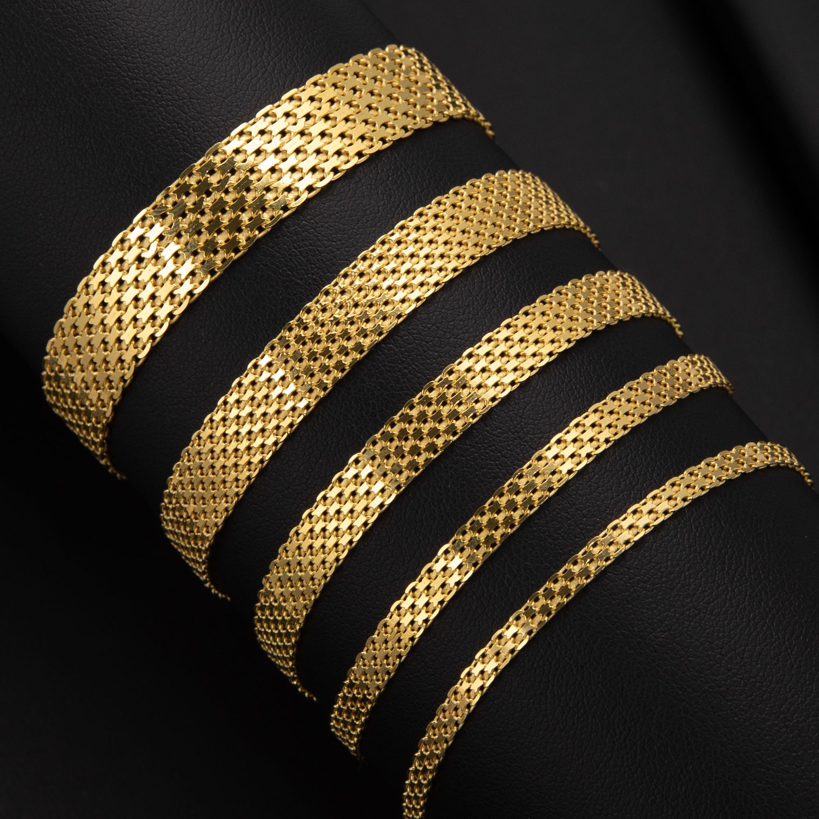 Diamond-Cut Bismark Chain Bracelet 14K Yellow Gold Clad Silver 925 All Sizes
