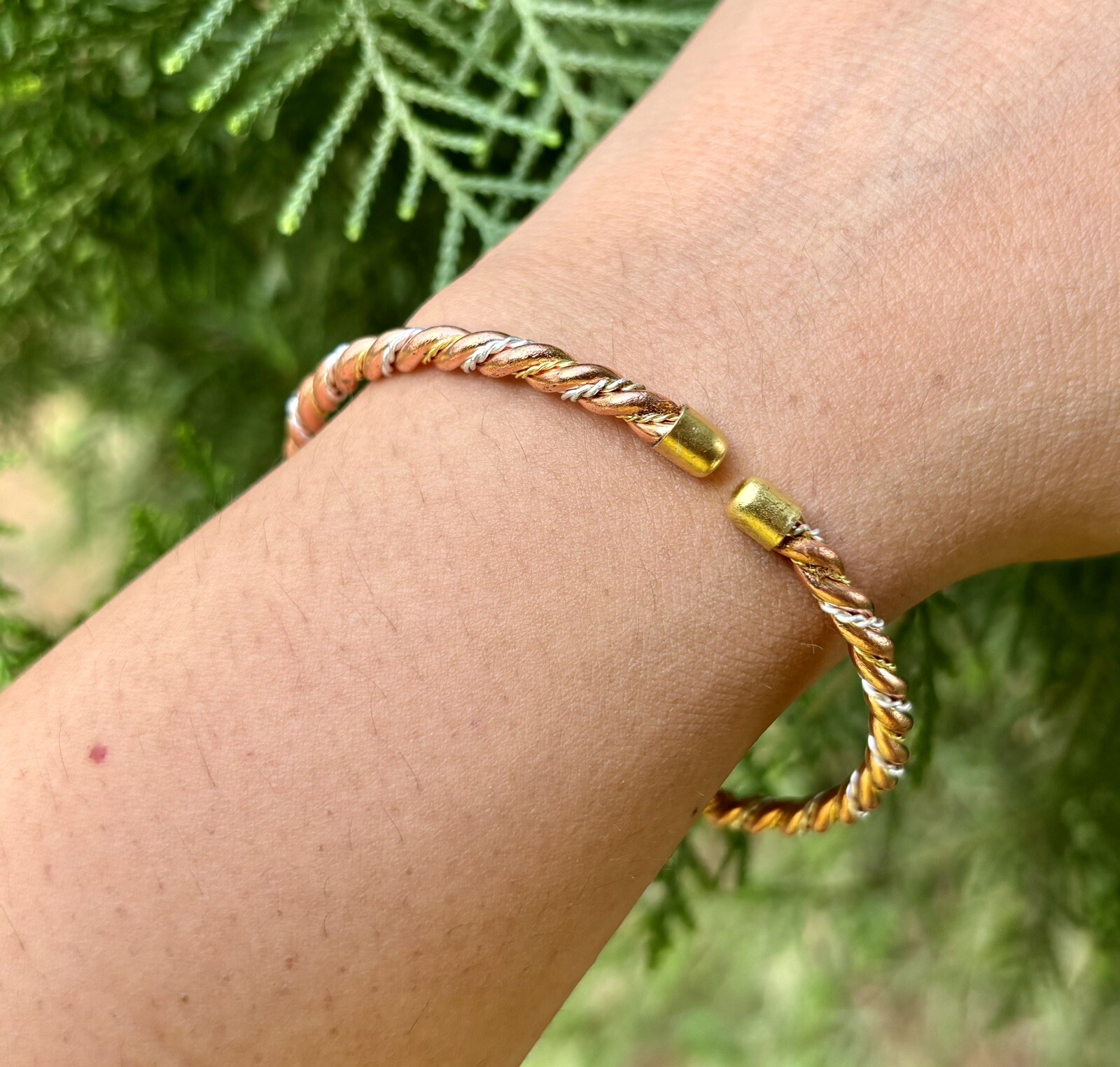1Pc Pure Copper Brass Silver Healing Bangle, Cuff, Bracelet, Jewelry, Spiritual