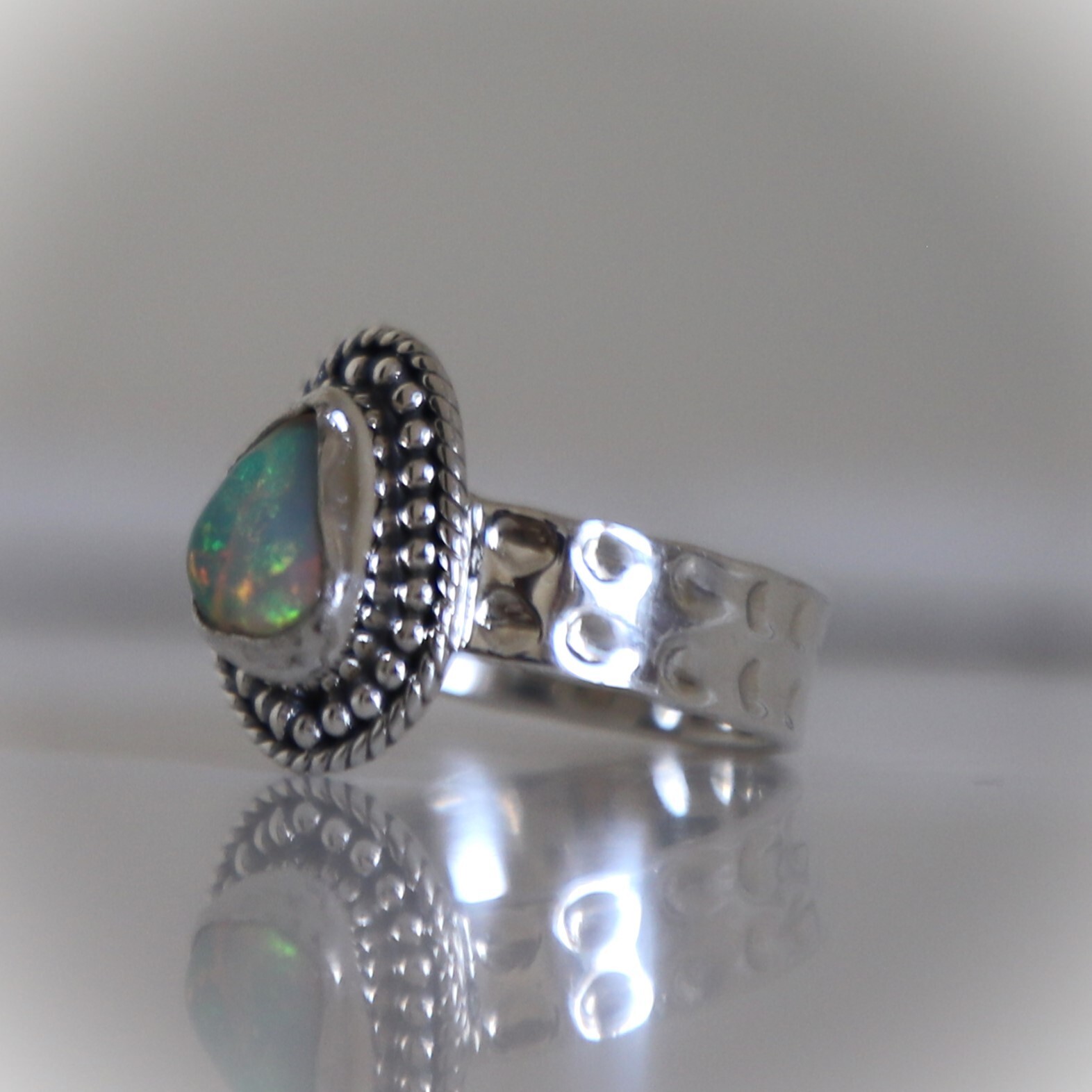 ETHIOPIAN OPAL NATURAL GEMSTONE 925 STERLING SILVER HANDMADE JEWELRY RING 3 TO12