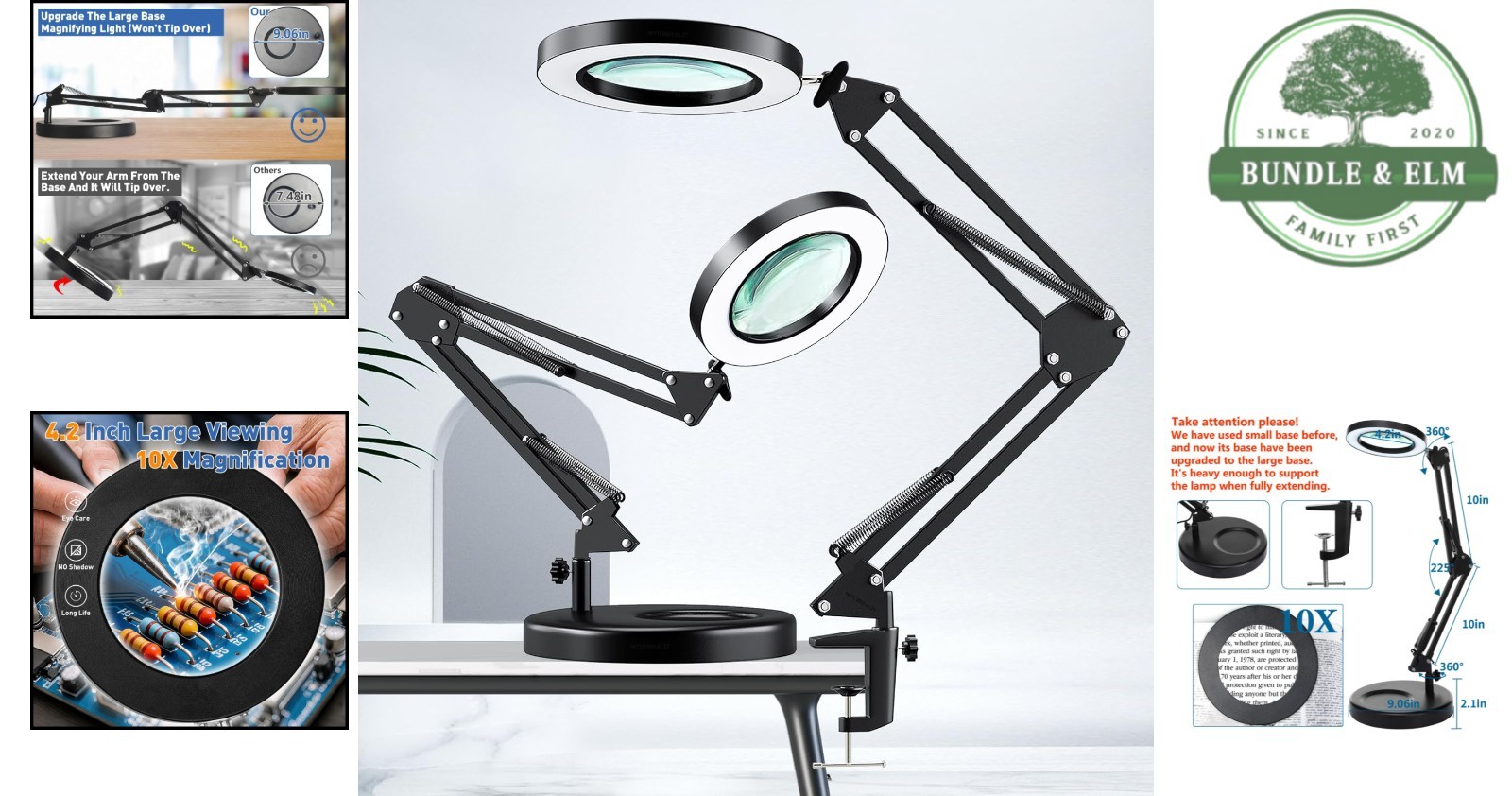 4.2 Inch Real Glass Magnifier with Stepless Dimming – Optimal Close Work Light