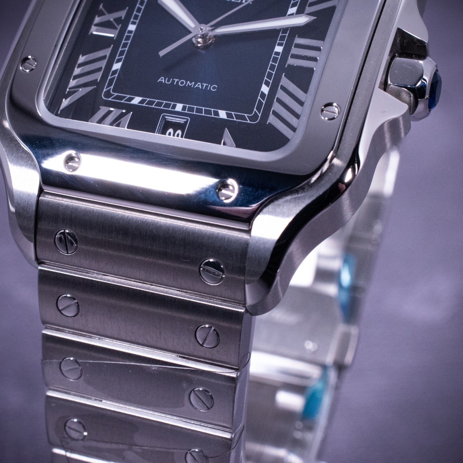 Unworn Cartier Santos de Cartier Large Model, Blue Dial, Ref. WSSA0030 w/ B&P
