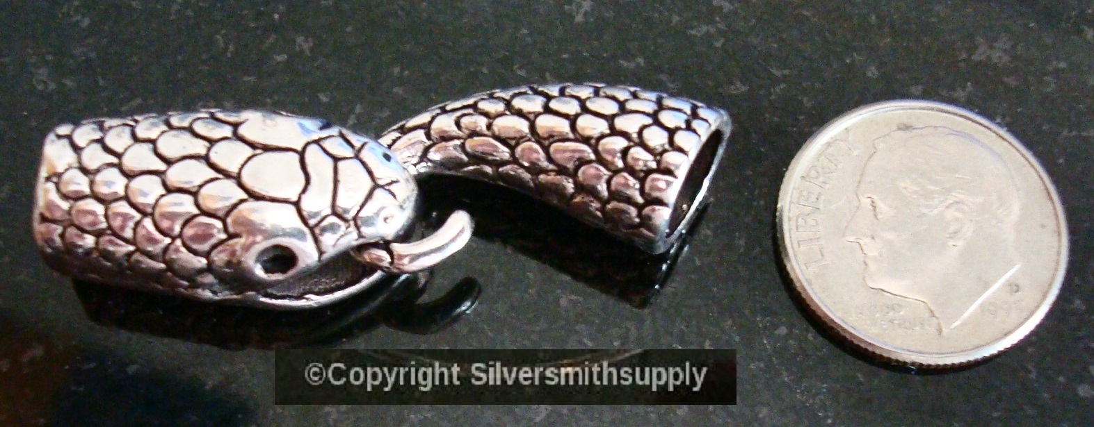 38mm Silver plt snake head jewelry clasp 1 1/2 in heavy hook & eye clasp fpc309