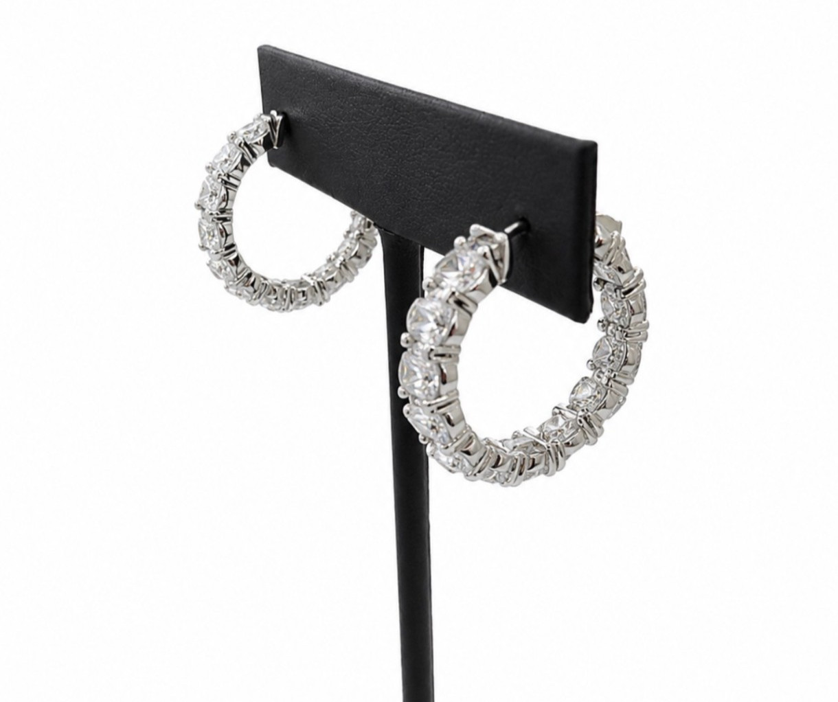 3.50 CTW Lab Grown Diamond Inside Out Hoop Earrings 14K White Gold 22mm