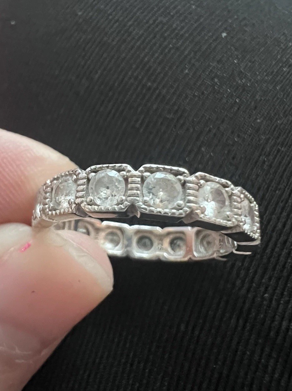 Fuzion Creation FZN Sterling Silver Cubic Zirconia Band Ring 925 Size 8 Read! C9