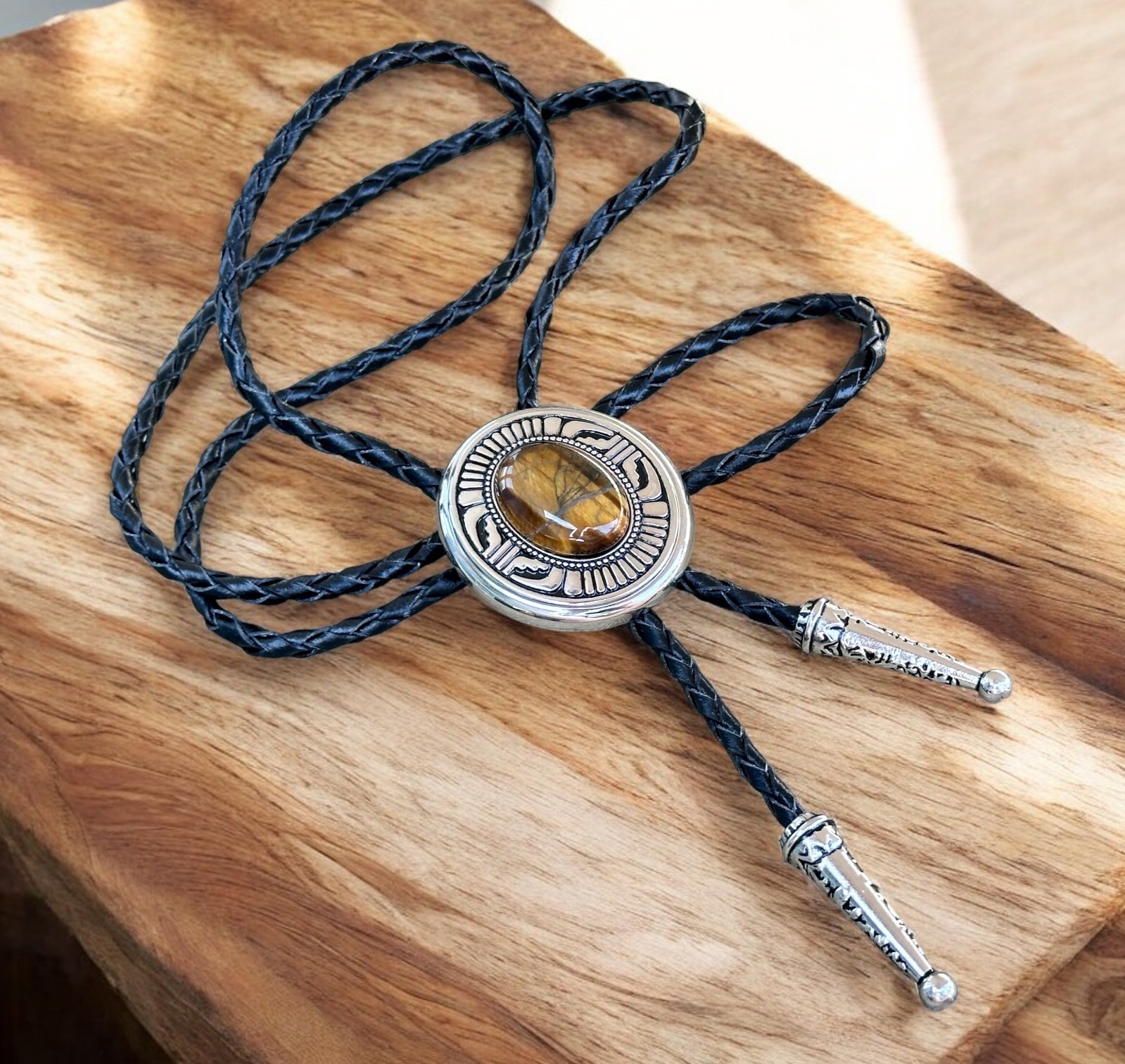 Bolo Tie Mens Wedding Necklace Leather Rope Western Cowboy Style