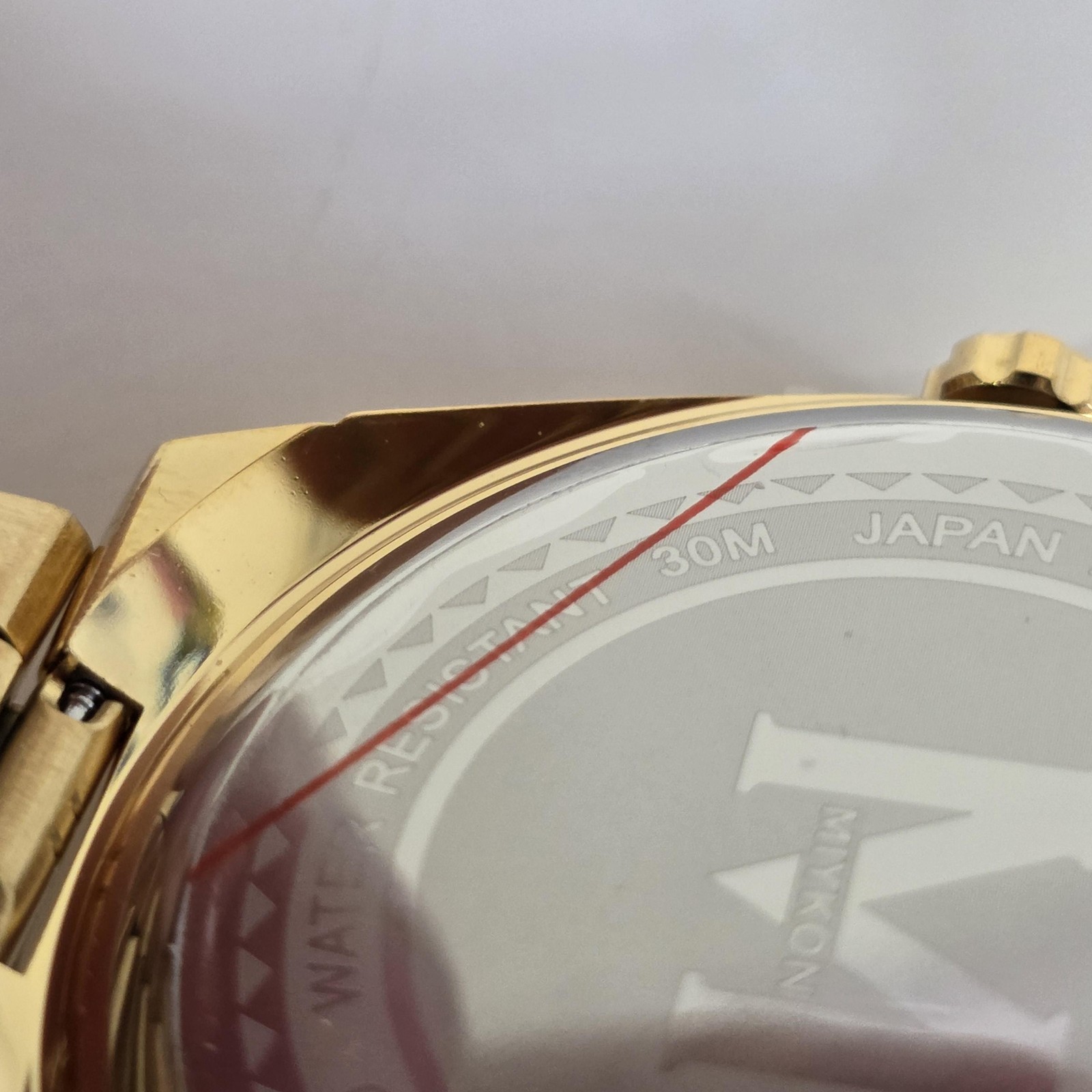 Miykon Mens Gold Tone Quartz Watch Water Resistant 30 Meters Gem Dial Y2E04-2130
