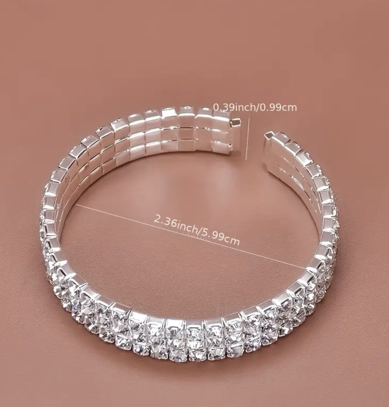925 Sterling Silver Plated Rhinestone Bracelet # 0015 Velvet Box Included.
