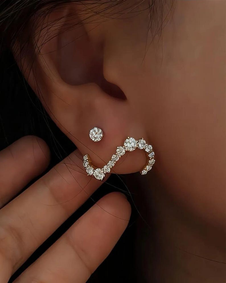 14k Yellow Gold Round Cut Natural Diamond Cluster Earrings For Wedding Sale !