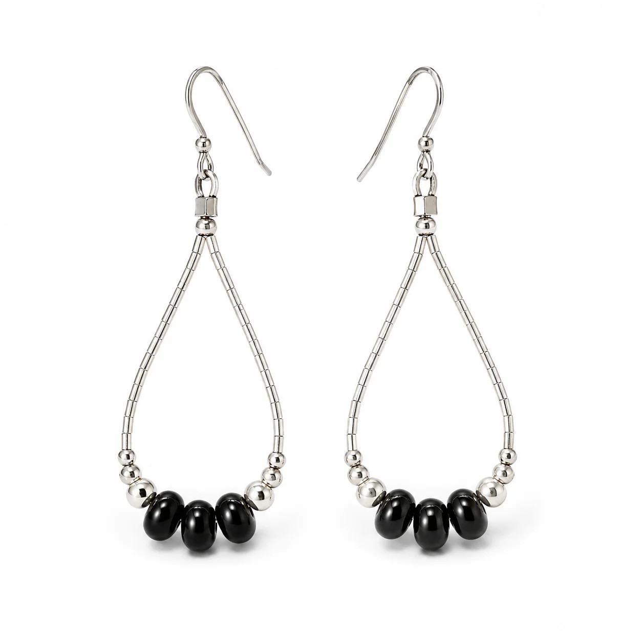 Black Onyx .925 Sterling Liquid Silver Dangle Earrings