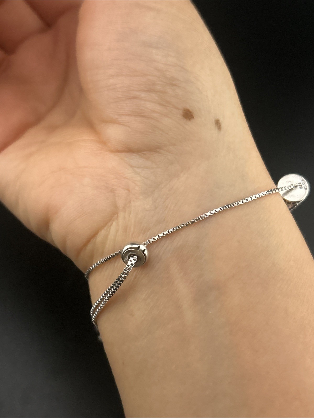 Sterling 925 Signed Fuzion Creations CZ Bridge Adjustable Slider Bracelet